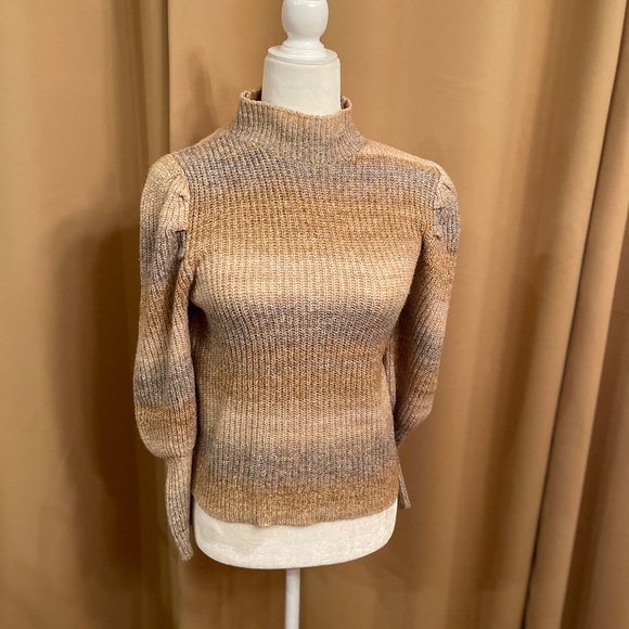 NEW! Leith Spacedyed Mock Neck, Puff Sleeve Sweater Size XS NWT! - Picture 1 of 9